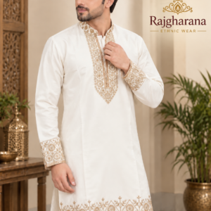 White embroidered kurta set